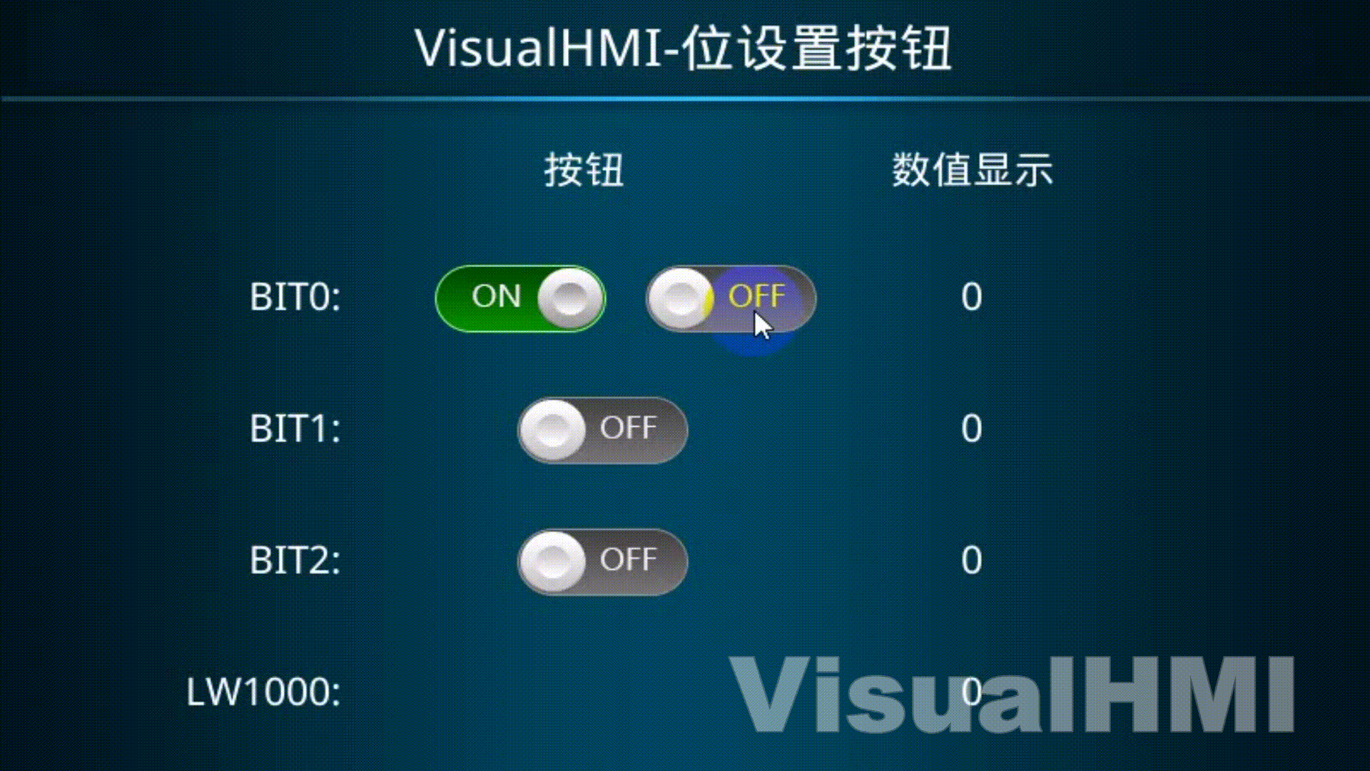 VisualHMI 位设置按钮：只写开关、三种开关类型与互斥应用插图7